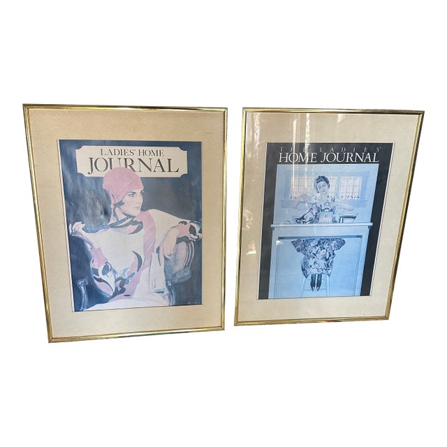 1970s Pair of Ladies Home Journal Magazine Covers, Framed For Sale