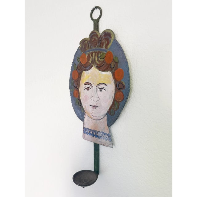 Blue 1960s Ira Yeager Painted Wall Candle Sconce, Attributed For Sale - Image 8 of 12