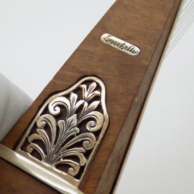 Vintage Italian Harp Figurine in Wood and Silver 800 by Sacchetti, 1980s For Sale - Image 6 of 12