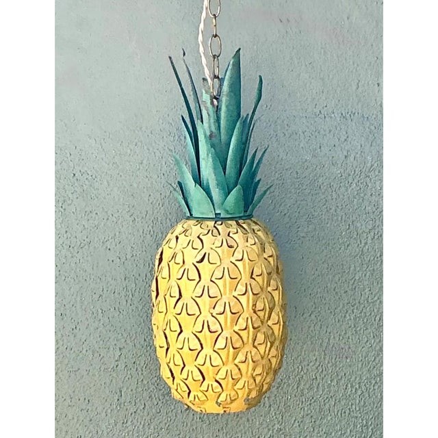 Vintage Metal Pineapple Pendant Light For Sale - Image 11 of 12