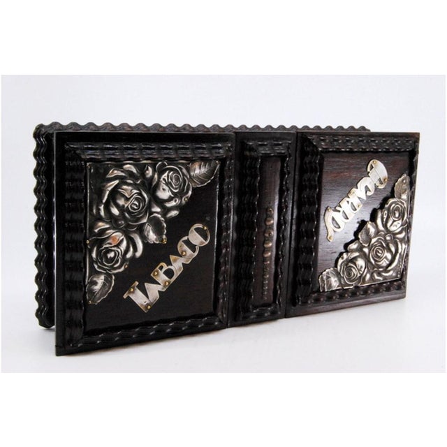 Double Tobacco Box in Rosewood with Trembles and Silver Applications For Sale - Image 3 of 10