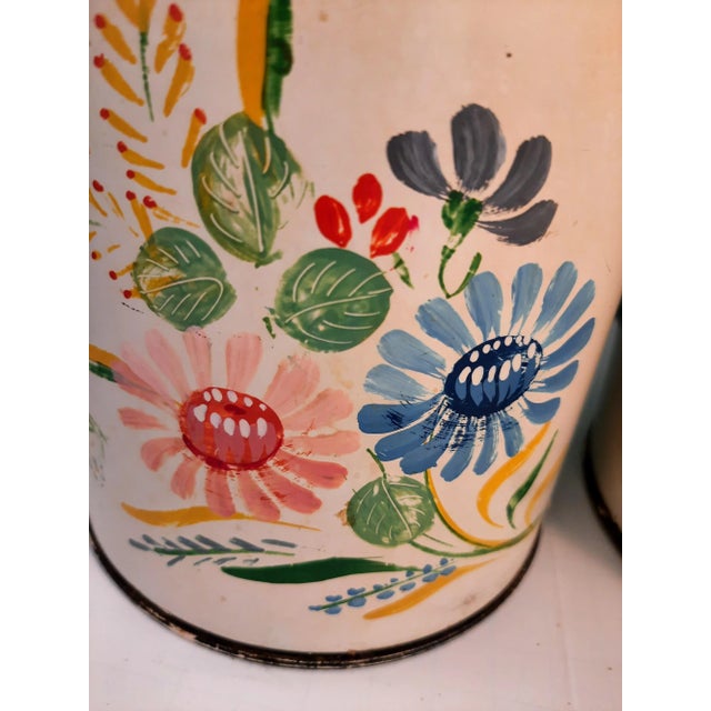 Metal Shabby Floral Metal Kitchen Canisters For Sale - Image 7 of 13