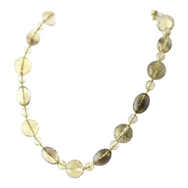 Yellow and Brown Faceted Glass Bead Necklace For Sale