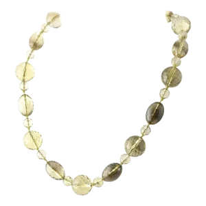 Yellow and Brown Faceted Glass Bead Necklace