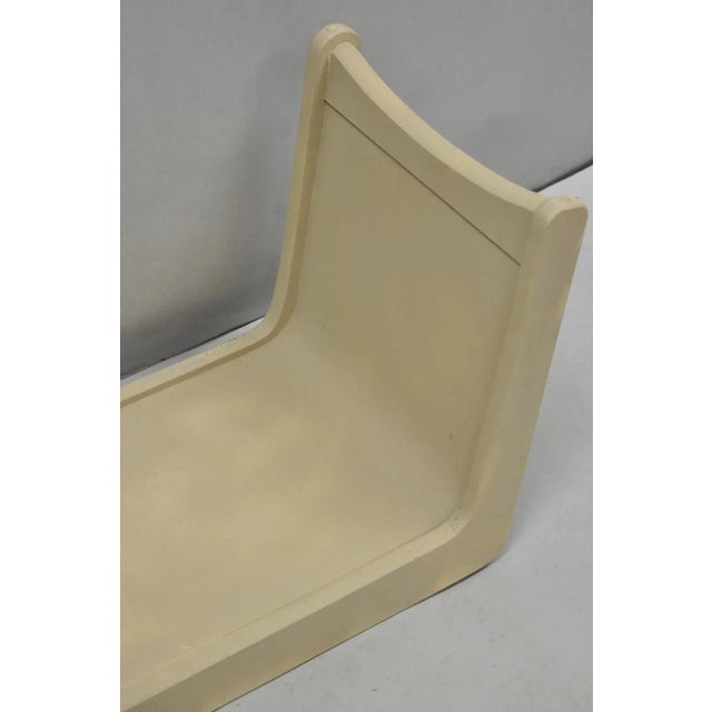 Wood Vintage Mid Century Modern Painted Walnut Waterfall Base Glass Top Coffee Table For Sale - Image 7 of 15