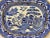 Antique Oval Gold Rimmed Blue Willow Side Dish /Vegetable Serving Platter From England - Circa 1850 Please note the 2...
