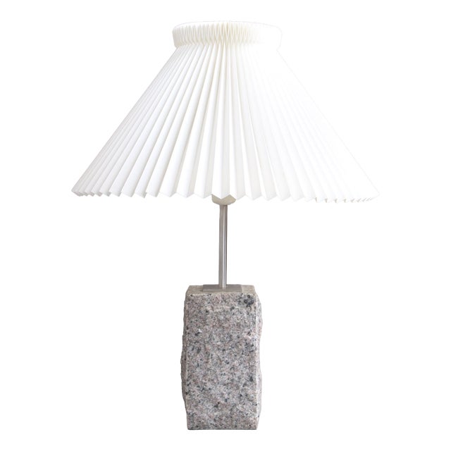 Table Lamp in Granite with Pleated Lampshade by Le Klint, 1990s For Sale