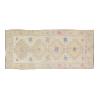 1960s Vintage Anatolian Oushak Handmade Hand Knotted Rug With Natural Colors,3'6"x8'2" For Sale