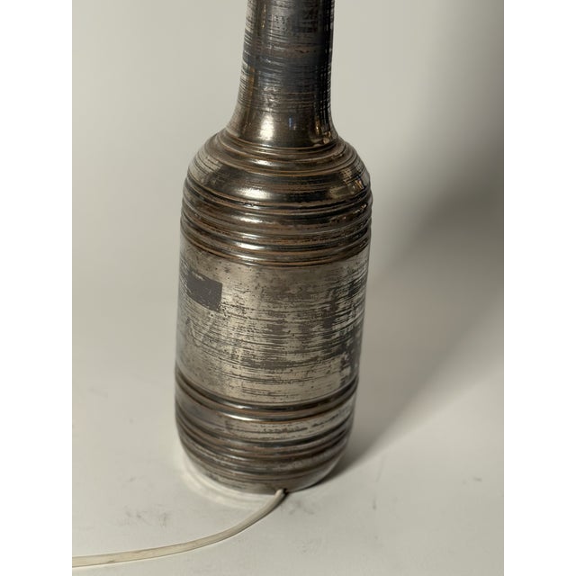 Silver Large Stoneware Table Lamp in Silver Glaze by Bitossi for Bergboms, 1970s For Sale - Image 8 of 15