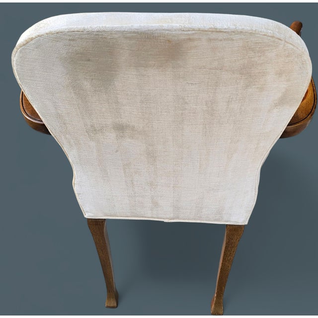 Vintage Queen Anne Style Open Armchair With Matching Footstool For Sale - Image 9 of 10