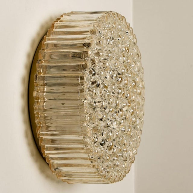 Brass & Amber Glass Wall Lights / Flush Mounts attributed to Motoko Isshi for Staff, 1970, Set of 2 For Sale - Image 15 of 18