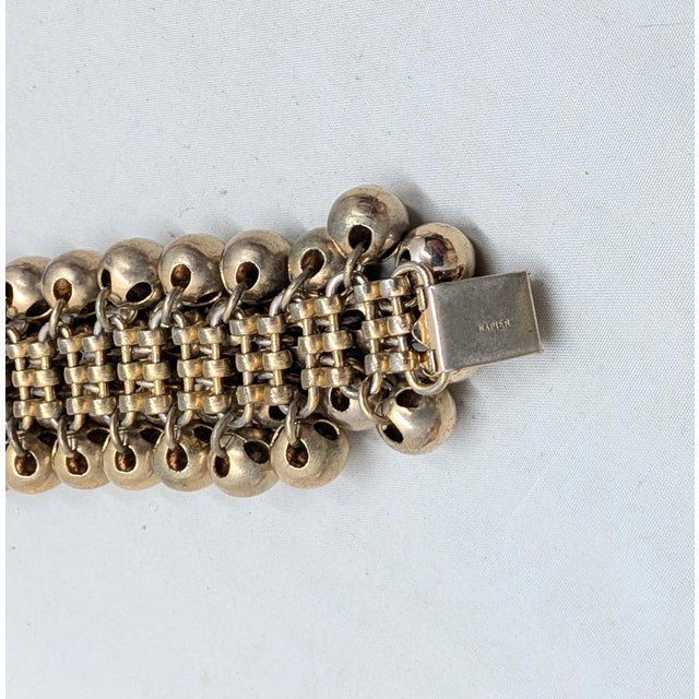 Metal Vintage 1960s Signed Napier Goldtone Machined Balls Charm Bracelet For Sale - Image 7 of 8