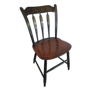 1980s Hitchcock Black Signed Farmhouse Chair For Sale