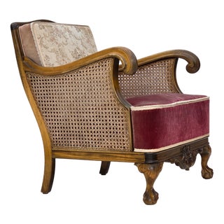 Vintage Danish Chair in Woven Wool and Velour, 1940s For Sale