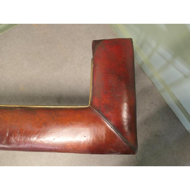Brass and Red Leather Club Fender For Sale - Image 5 of 8