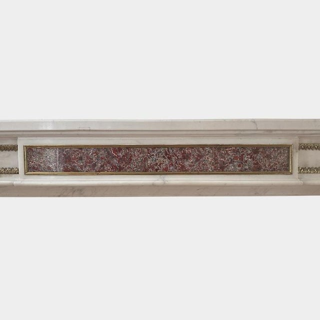 White Large Antique French Empire Statuary White Marble and Ormolu Fireplace Mantel, 1800 For Sale - Image 8 of 10