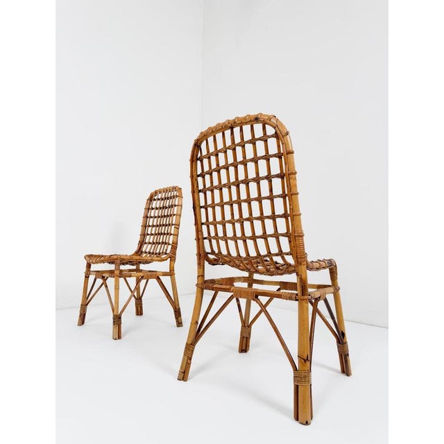 Mid-Century Modern Italian Bamboo, Cane and Rattan Dining Chairs, 1960s, Set of 4 For Sale - Image 9 of 18