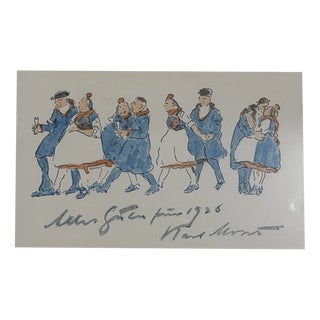 Karl Mons, New Year’s Greetings from the Traditional Costume Couples of Schwalm, Oil Painting on Canvas For Sale
