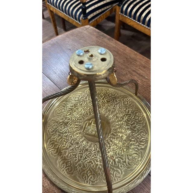 1900 - 1909 Vintage Brass Turkish Tea Set With Tray & Glasses For Sale - Image 5 of 9