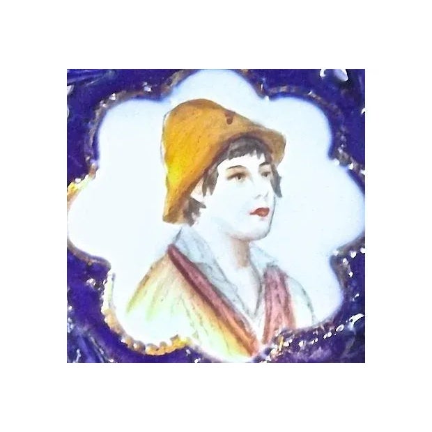 Traditional Antique Hand-Painted German Basket-Weave Dish For Sale - Image 3 of 4