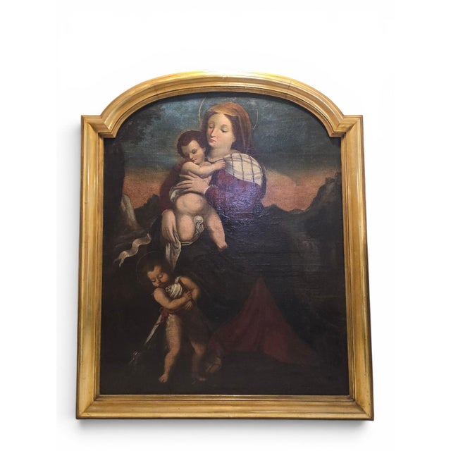 Italian School Artist, Madonna and Child with the Infant Saint John, 1690s, Oil Painting on Canvas, Framed For Sale - Image 6 of 15