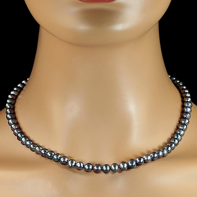 Traditional Ajd 18 Inch Iridescent Peacock Pearls 6-6.5 MM Great Gift For Sale - Image 3 of 6