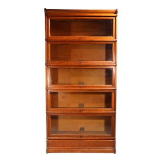 5 Stack Oak Barrister Bookcase by Globe Wernicke For Sale