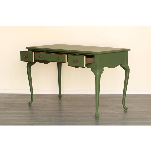 Vintage Queen Anne Style Green Writing Desk Chairish
