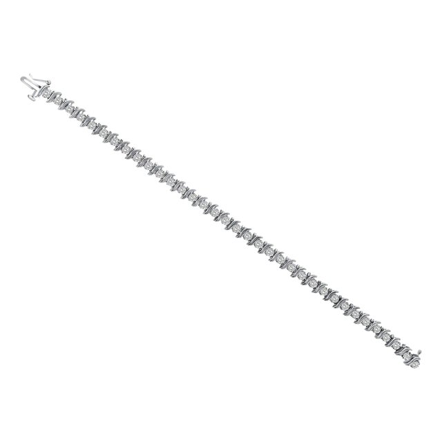 3 Carat Vintage S Style Diamond Tennis Bracelet 14k White Gold For Sale