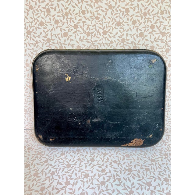 Hand-Painted Paper Mâché Tray With Blue Pansy For Sale - Image 4 of 5