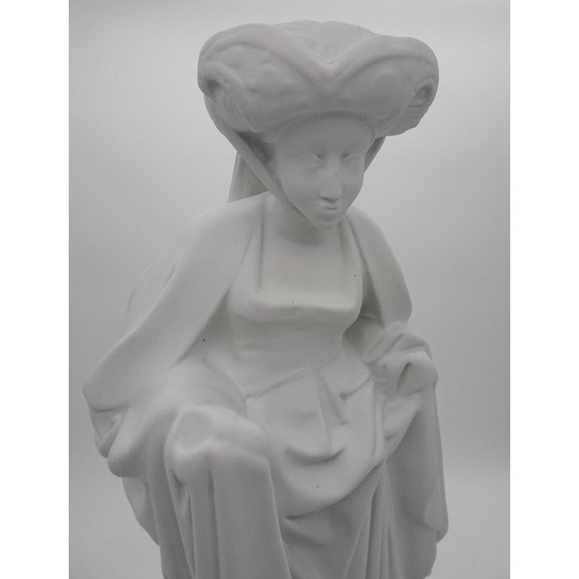 Vintage Medieval Lady Bisque Porcelain Figurine, 1970s For Sale - Image 13 of 15
