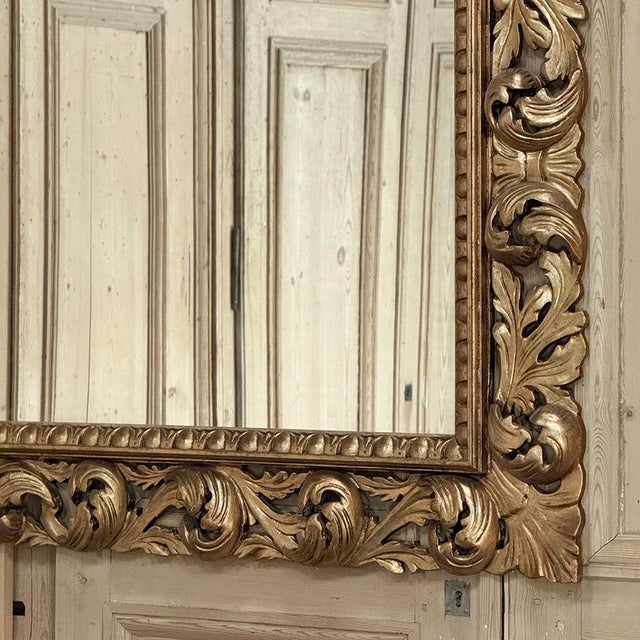 Grand Mid-Century Italian Baroque Pierced Giltwood Mirror For Sale - Image 14 of 15