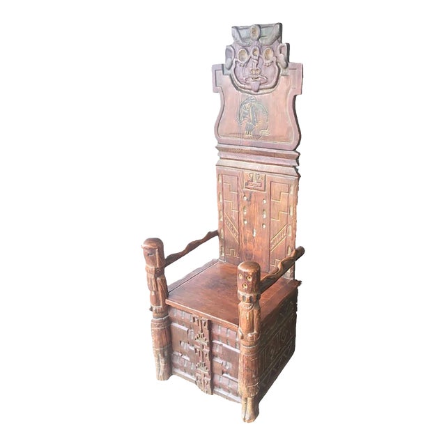 Early 1900s Antique Indian Style Chair With Kachina's For Sale