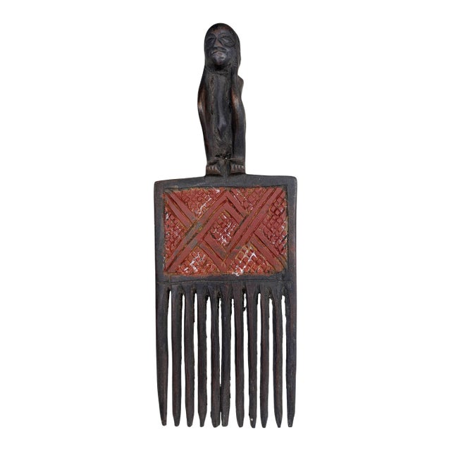 Vintage Hemba Wedding Comb W/ Seating Figure Congo 9.25" H For Sale