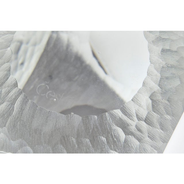 Vintage Czech Signed Battuto Glass Paperweight Sculpture 1980's For Sale - Image 11 of 16