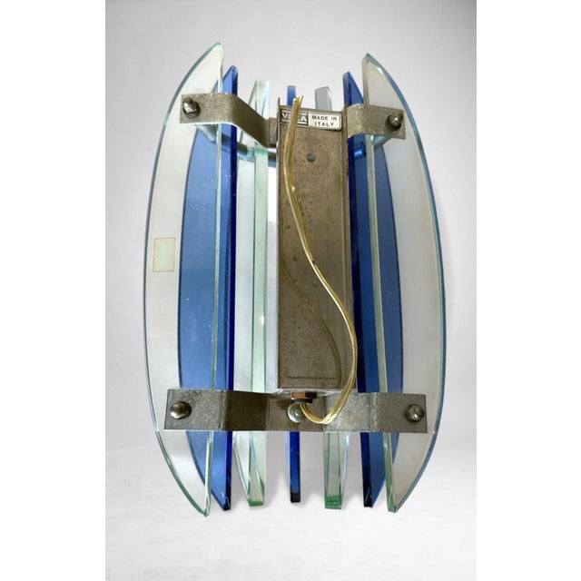 Late 20th Century Veca for Fontana Arte Pair of Italian Wall Sconces Steel and Seven Crystal For Sale - Image 13 of 18