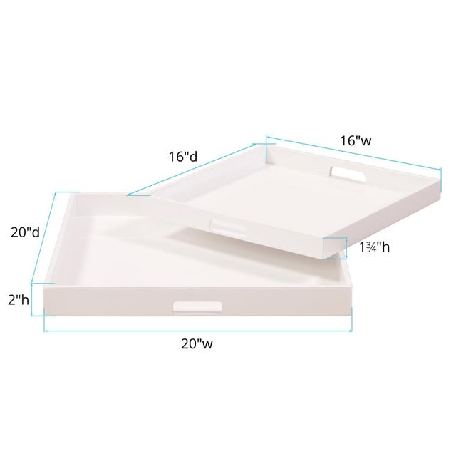 White Lacquer Square Wood Tray Set For Sale In Chicago - Image 6 of 10