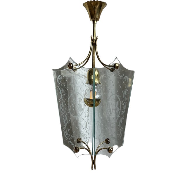 Glass Lantern Pendant by Pietro Chiesa for Fontana Arte, 1950s For Sale