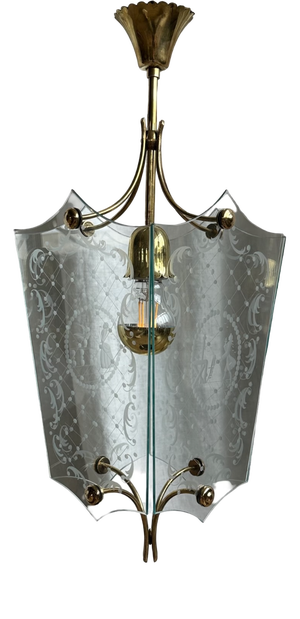 Glass Lantern Pendant by Pietro Chiesa for Fontana Arte, 1950s