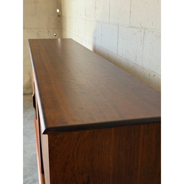 Large Rosewood Sideboard With Drop-Down Bar and Shelves Danish Mid-Century Modern 1960s For Sale In Los Angeles - Image 6 of 16