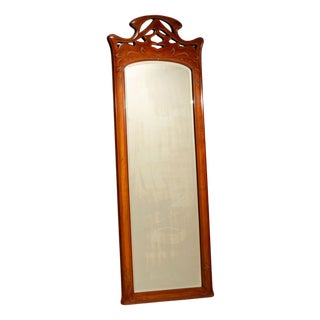 Large Art Nouveau Standing Mirror in Walnut, France, 1900s For Sale