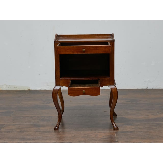 Brown French Louis XV Walnut Nightstand with Tray Top and Hoof Feet, 19th Century For Sale - Image 8 of 12