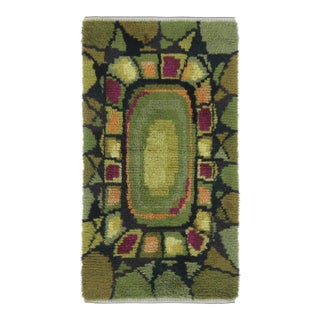Vintage Swedish Rya Rug, Earth Tones With Mosaic Geometry - Rug & Kilim For Sale