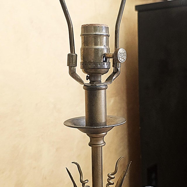 Vintage Maitland-Smith Neoclassical Brass Scrollwork Table Lamp For Sale - Image 10 of 18