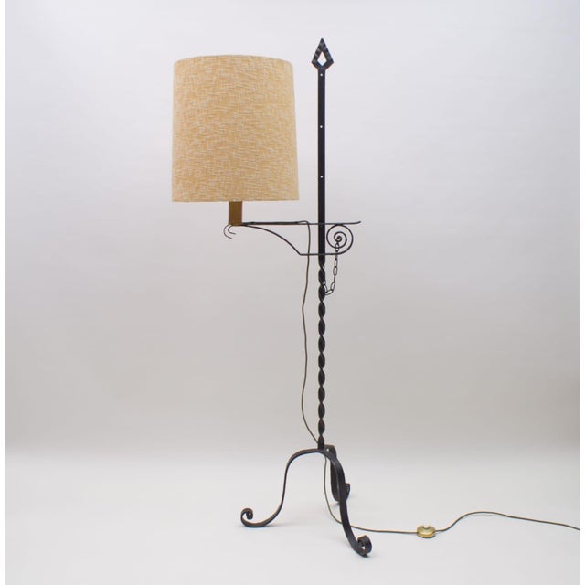 Wrought Iron Floor Lamp attributed to Raymond Subes, 1960s For Sale - Image 15 of 15