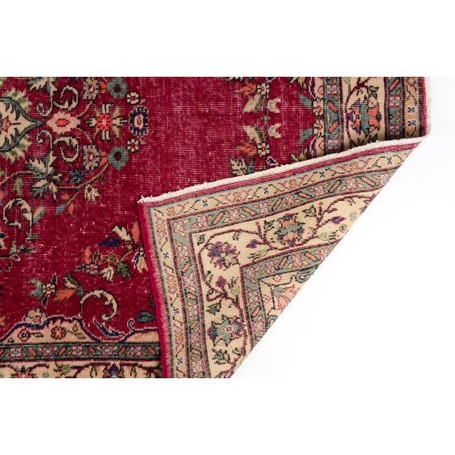 Red Mid 20th Century Oushak Geometric Wool Carpet For Sale - Image 8 of 10