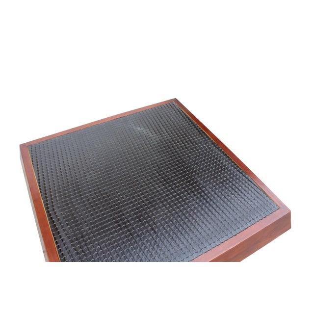 2020s Brown Contemporary Black Geometric Pattern Square Block Legs Coffee Table For Sale - Image 5 of 8