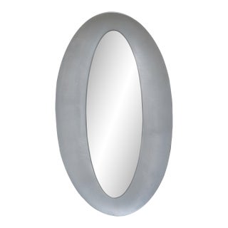 1970s Sculptural Modernist Oval Mirror by Artist Lorenzo Burchiellaro For Sale