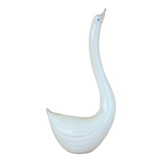 Vintage Hand Blown Glass Swan Sculpture For Sale