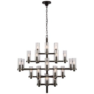 Chapman & Myers for Visual Comfort Signature Sonnet Large Chandelier in Bronze with Clear Glass For Sale